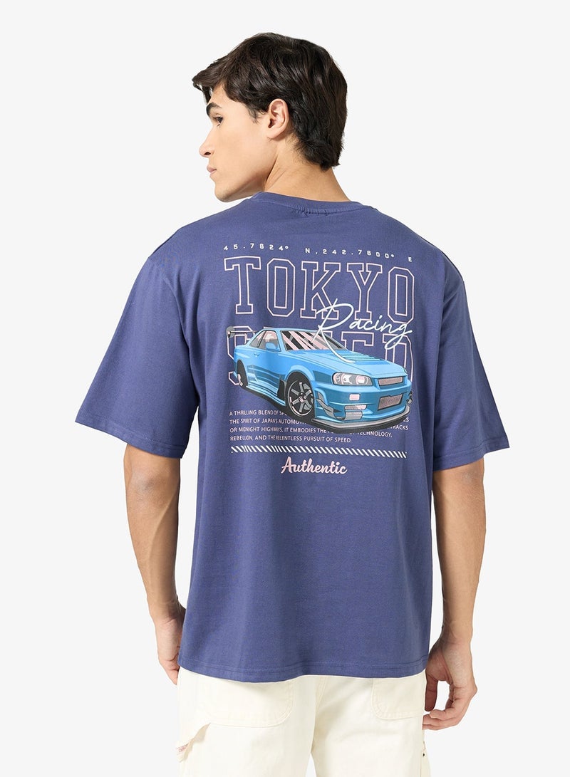 سفنتي فايف تيشيرت بطبعة جرافيك كبير الحجم - Image 1